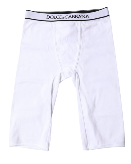 Dolce & Gabbana White Logo Cotton Cropped Tights Underwear
