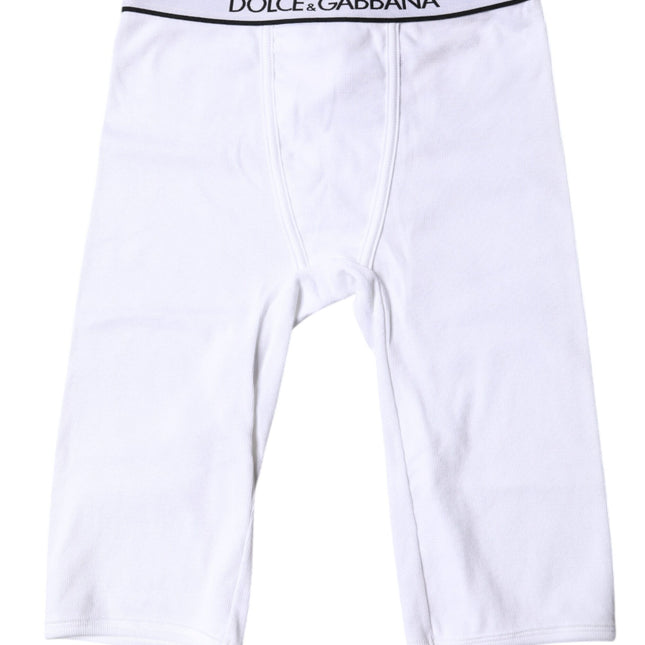 Dolce & Gabbana White Logo Cotton Cropped Tights Underwear