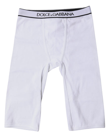 Dolce & Gabbana White Logo Cotton Cropped Tights Underwear