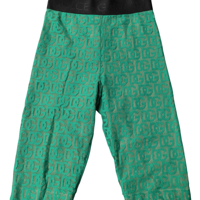 Dolce & Gabbana Green Logo Monogram Cropped Tights Underwear