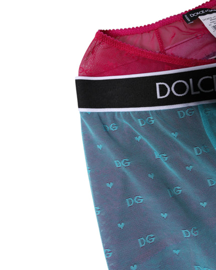 Dolce & Gabbana Blue Fuchsia Logo Lingerie Cropped Underwear