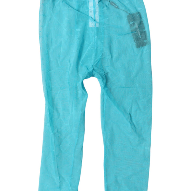 Dolce & Gabbana Light Blue DG Logo Nylon Cropped Tights Underwear