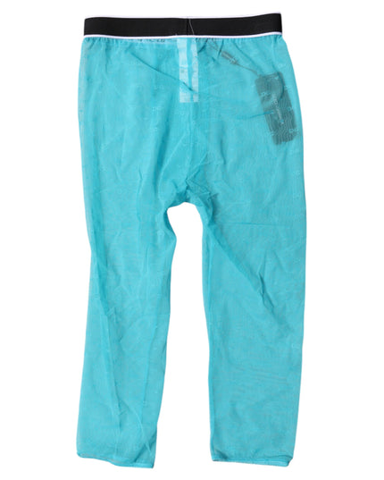 Dolce & Gabbana Light Blue DG Logo Nylon Cropped Tights Underwear