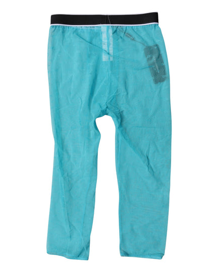 Dolce & Gabbana Light Blue DG Logo Nylon Cropped Tights Underwear
