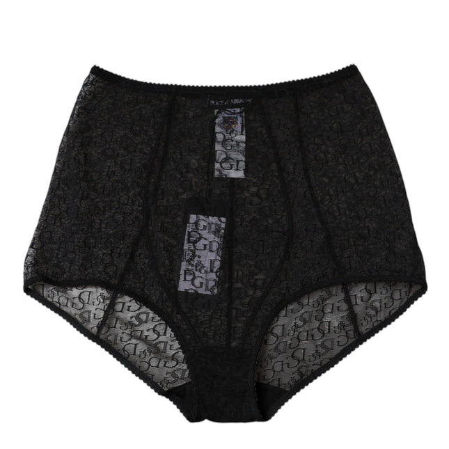 Dolce & Gabbana Black Logo Girdle High Waist Panty Underwear