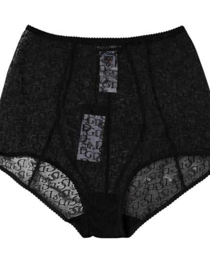 Dolce & Gabbana Black Logo Girdle High Waist Panty Underwear