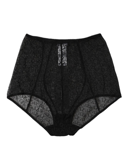 Dolce & Gabbana Black Logo Girdle High Waist Panty Underwear
