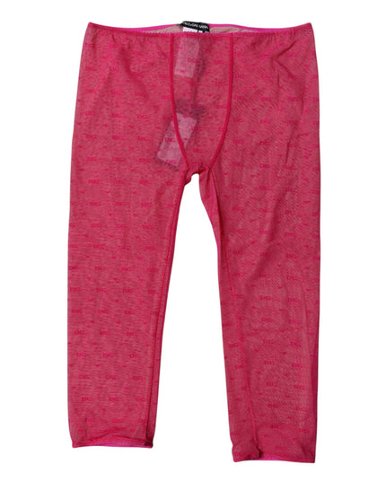 Dolce & Gabbana Fuchsia Logo Lace Lingerie Cropped Tight Underwear