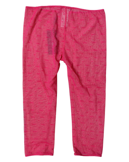 Dolce & Gabbana Fuchsia Logo Lace Lingerie Cropped Tight Underwear