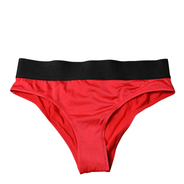 Dolce & Gabbana Red Nylon Stretch Mid Waist Panty Underwear