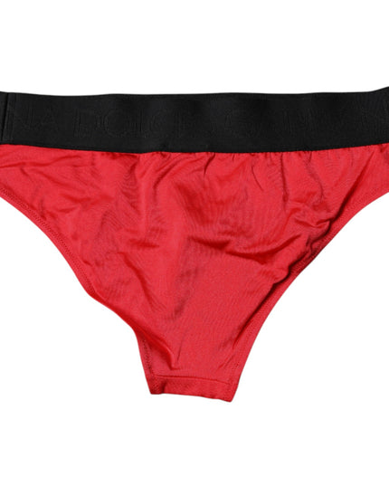 Dolce & Gabbana Red Nylon Stretch Mid Waist Panty Underwear