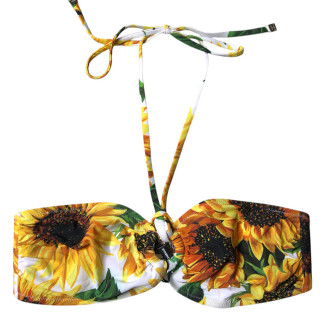 Dolce & Gabbana Multicolor Floral Halter Beachwear Bikini Top Swimwear