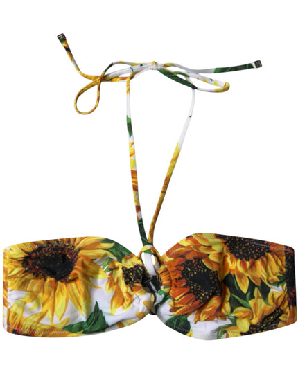 Dolce & Gabbana Multicolor Floral Halter Beachwear Bikini Top Swimwear