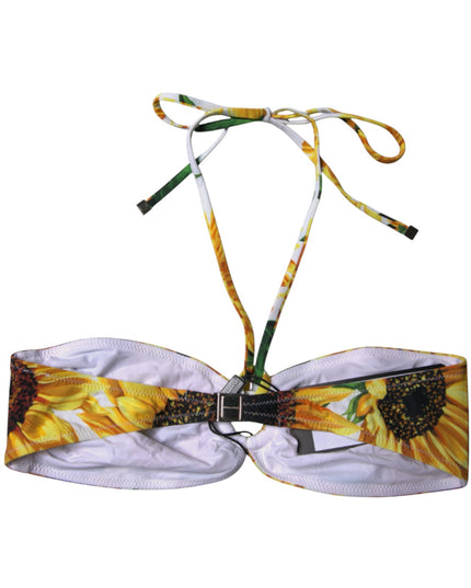 Dolce & Gabbana Multicolor Floral Halter Beachwear Bikini Top Swimwear
