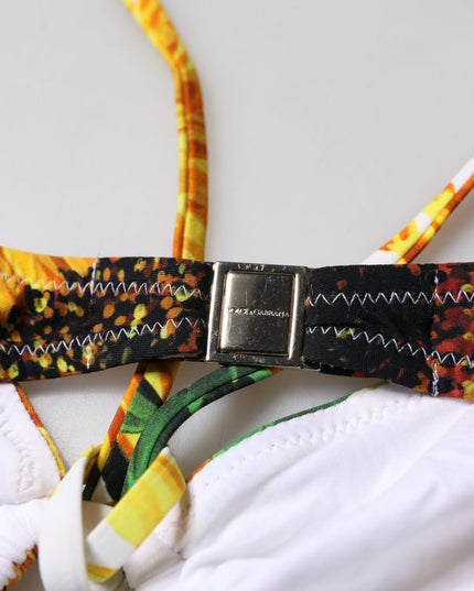 Dolce & Gabbana Multicolor Floral Halter Beachwear Bikini Top Swimwear
