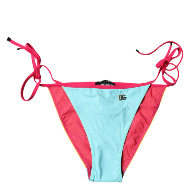 Dolce & Gabbana Multicolor Logo Swimsuit Bikini Bottom Swimwear