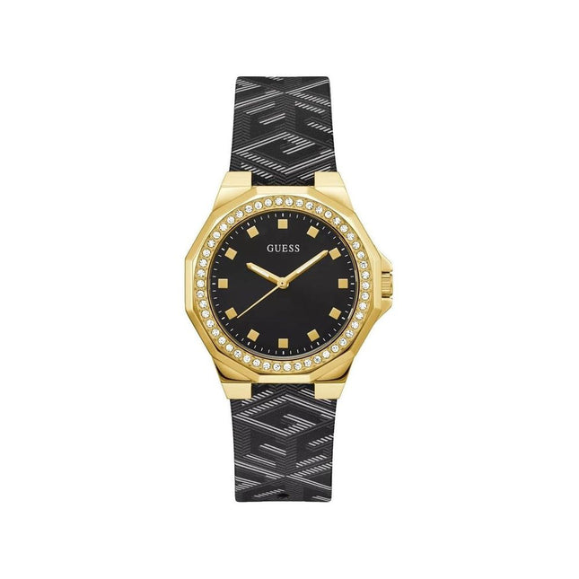 Guess Black Leather Dress Watch