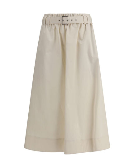 Brunello Cucinelli Cream Wide Long Skirt