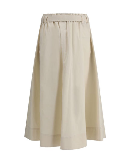 Brunello Cucinelli Cream Wide Long Skirt