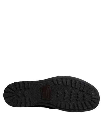 Dolce & Gabbana Black Pony Style Leather Mid Calf Boots Shoes