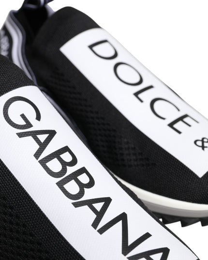 Dolce & Gabbana Black White Slip On Sorrento Sneakers Shoes