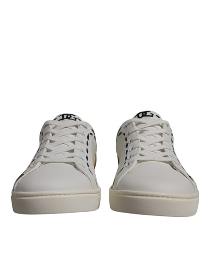 Dolce & Gabbana White Suede Leather Low Top Sneakers Shoes