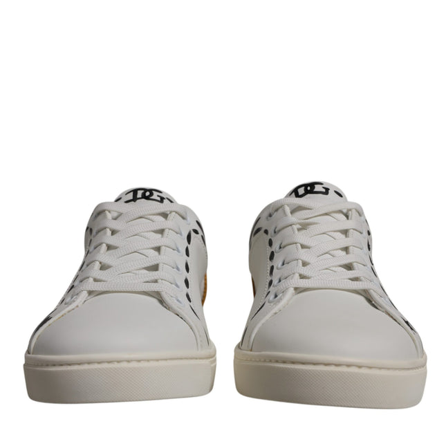 Dolce & Gabbana White Suede Leather Low Top Sneakers Shoes