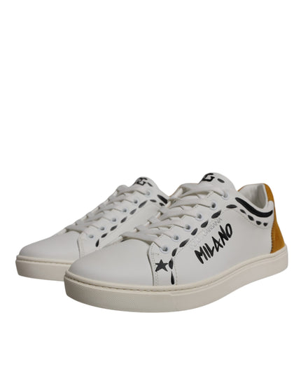 Dolce & Gabbana White Suede Leather Low Top Sneakers Shoes