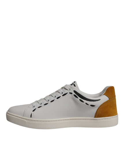 Dolce & Gabbana White Suede Leather Low Top Sneakers Shoes