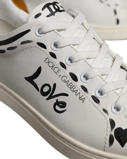 Dolce & Gabbana White Suede Leather Low Top Sneakers Shoes