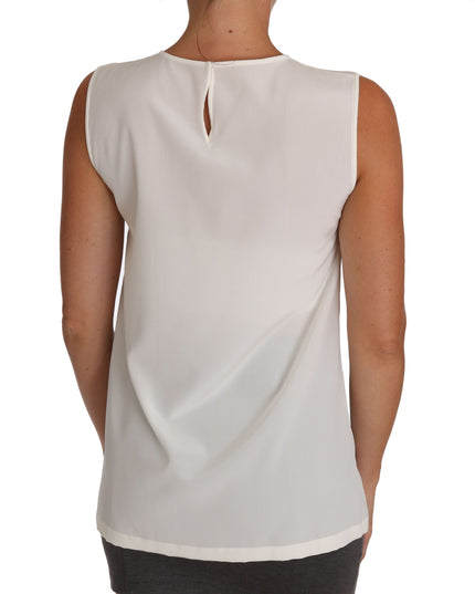 Dolce & Gabbana White Silk Embellished Crystal Sequin Fairy Top