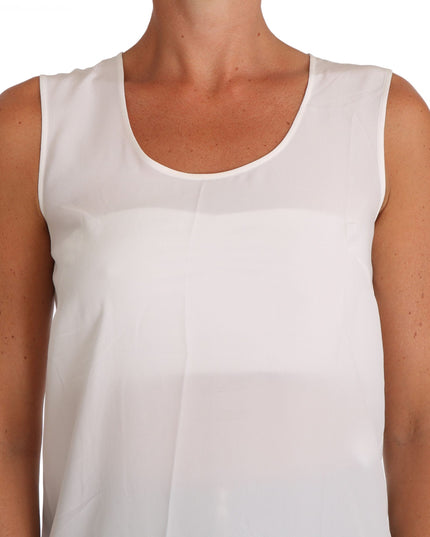 Dolce & Gabbana White Silk A-line Sleeveless Blouse T-Shirt Top