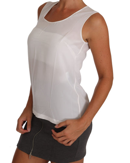 Dolce & Gabbana White Silk A-line Sleeveless Blouse T-Shirt Top