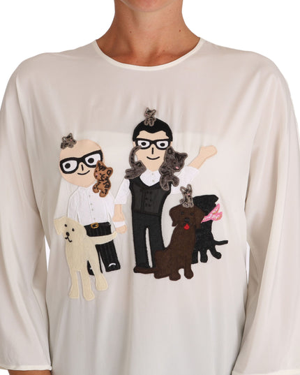 Dolce & Gabbana White Silk #dgfamily Blouse T-shirt