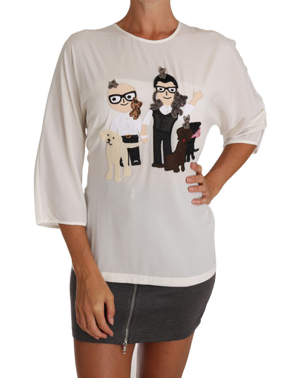 Dolce & Gabbana White Silk #dgfamily Blouse T-shirt