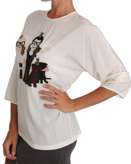 Dolce & Gabbana White Silk #dgfamily Blouse T-shirt
