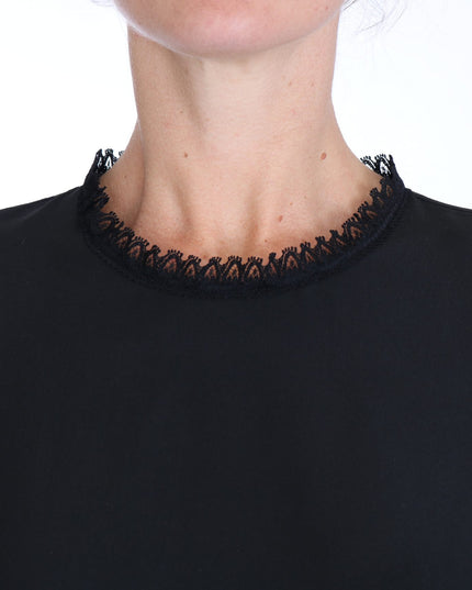 Dolce & Gabbana Black Silk Lace Top Blouse T-Shirt