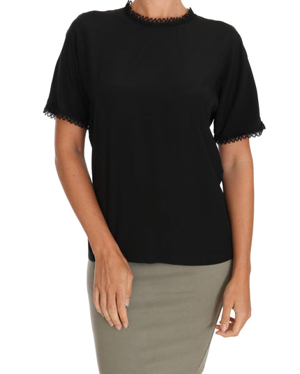 Dolce & Gabbana Black Silk Lace Top Blouse T-Shirt