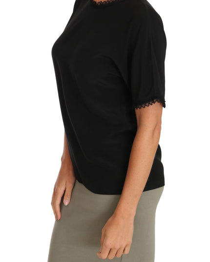 Dolce & Gabbana Black Silk Lace Top Blouse T-Shirt