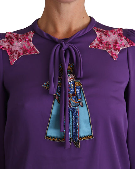 Dolce & Gabbana Purple Blouse Prince  Fairy Tale Embellished  Top
