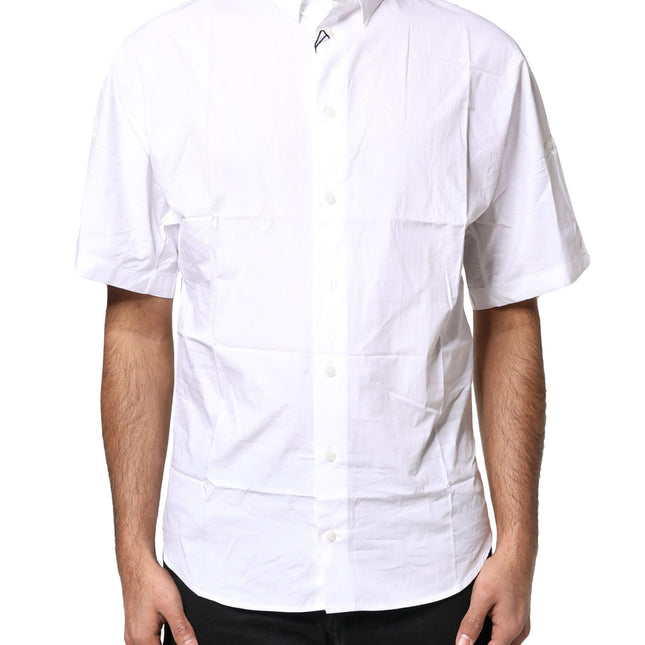 Dolce & Gabbana White Cotton Button Down Casual Men Polo Shirt