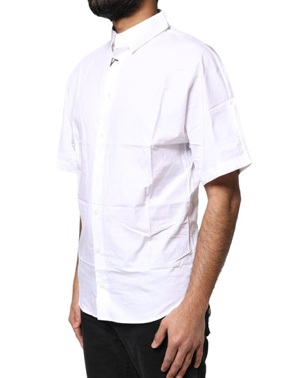 Dolce & Gabbana White Cotton Button Down Casual Men Polo Shirt