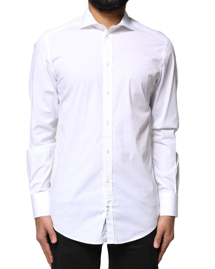 Dolce & Gabbana White GOLD Cotton Long Sleeves Dress Shirt
