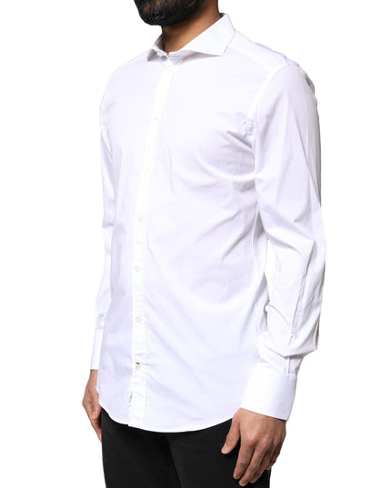 Dolce & Gabbana White GOLD Cotton Long Sleeves Dress Shirt