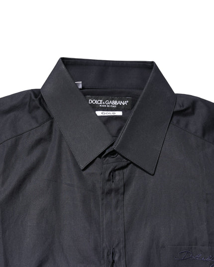 Dolce & Gabbana Dark Blue GOLD Cotton Long Sleeves Dress Shirt