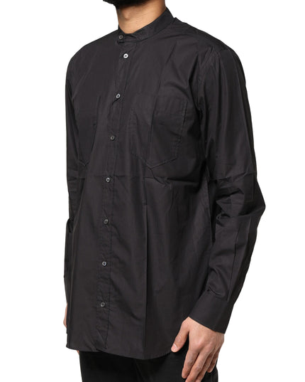 Dolce & Gabbana Black Cotton Button Down Men Casual Shirt