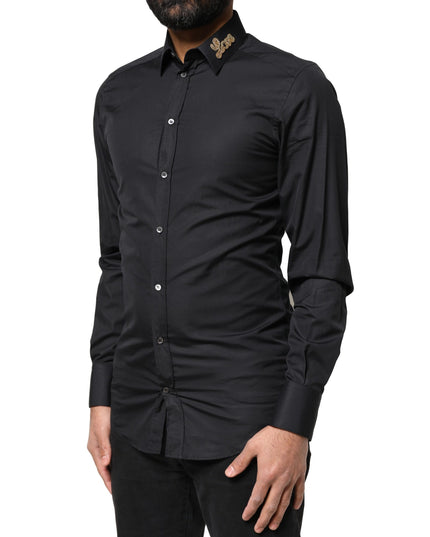 Dolce & Gabbana Black Love Embroidery GOLD Formal Dress Shirt