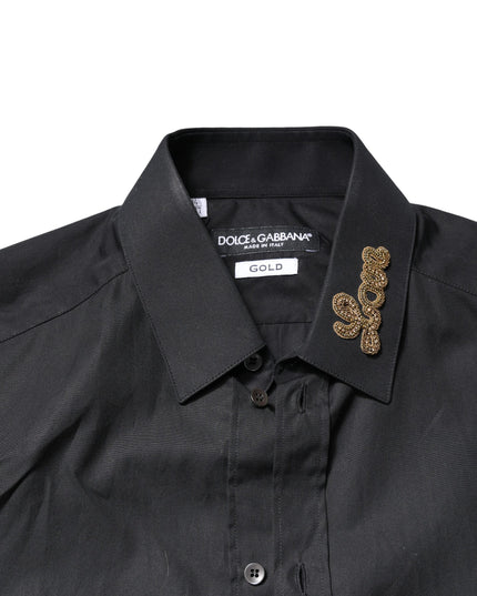 Dolce & Gabbana Black Love Embroidery GOLD Formal Dress Shirt