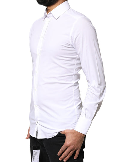 Dolce & Gabbana White GOLD Cotton Long Sleeves Dress Shirt