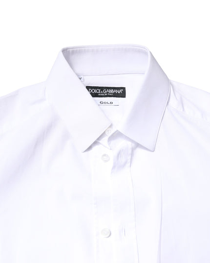 Dolce & Gabbana White GOLD Cotton Long Sleeves Dress Shirt